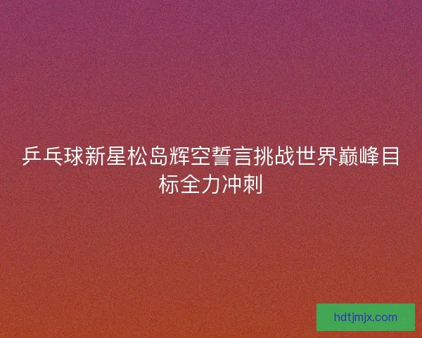 乒乓球新星松岛辉空誓言挑战世界巅峰目标全力冲刺